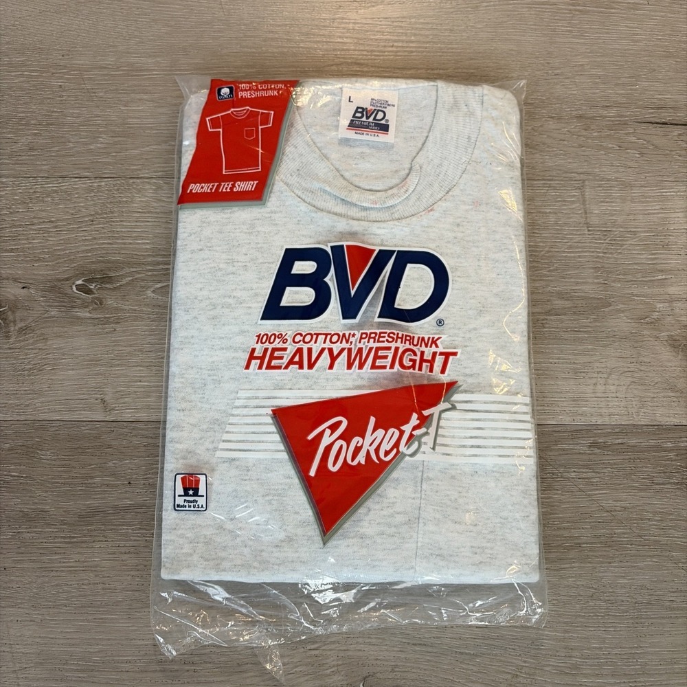 Vintage BVD Pocket T Shirt Men's Large Heather Gray 1985/ 1992
